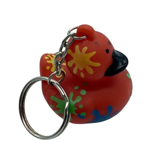 American Heart Association Rubber Duck Keychain Paint Splash Red Multicolor - Picture 4 of 6